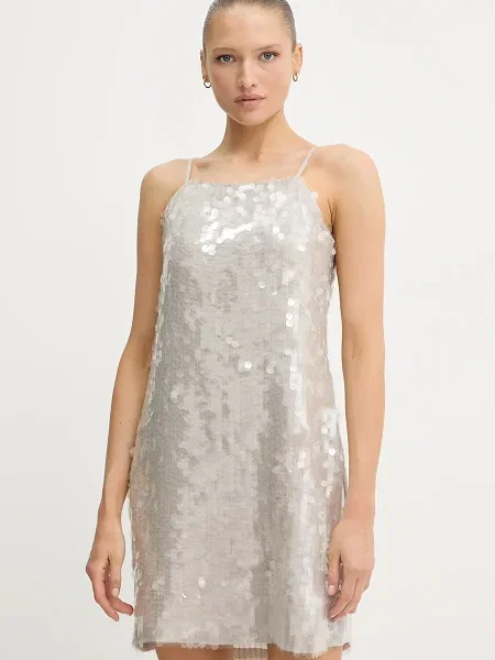 Рокля Sisley къса със стандартна кройка сиво