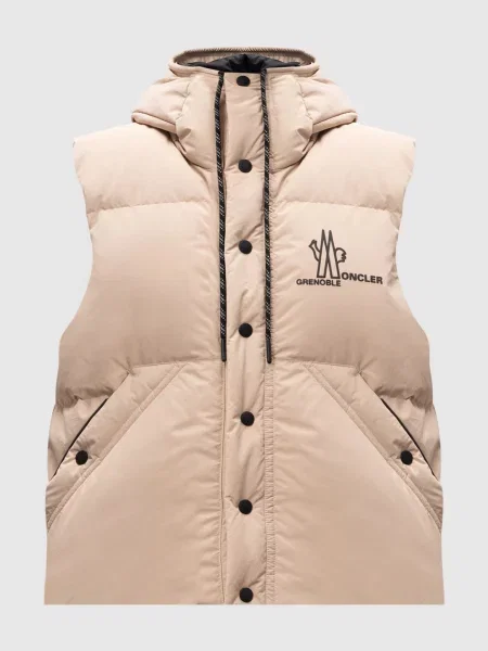 Пуховий жилет з логотипом Moncler Grenoble бежевий