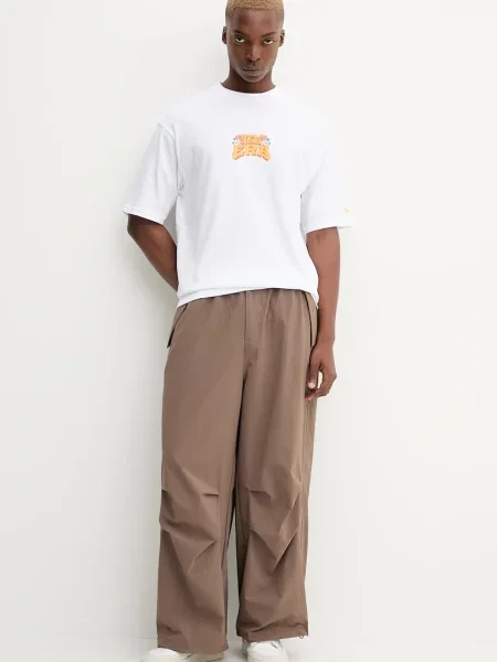 Штани adidas Originals Ess Parachute прямі коричневий