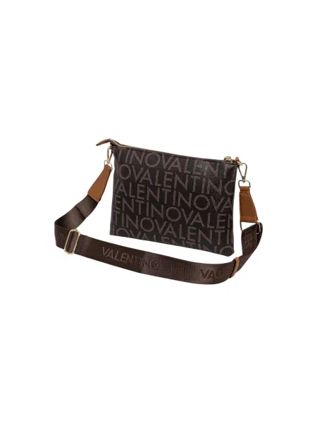 Lniana torebka Valentino By Mario Valentino biznesowa brązowa