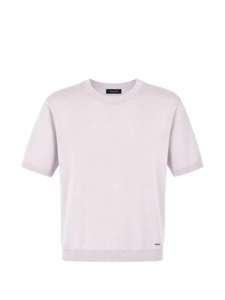 Tricou Tombolini tricotate cu decolteu rotund roz