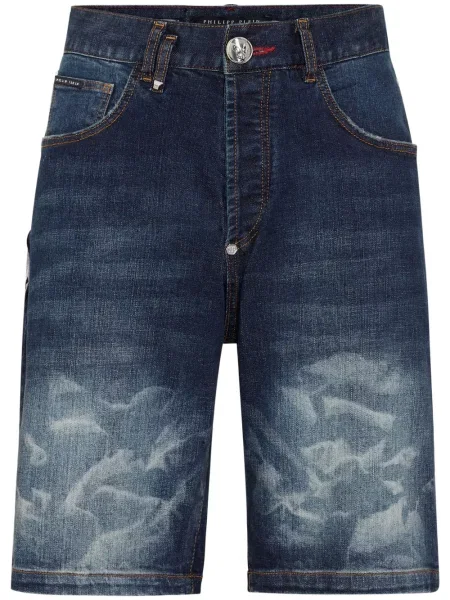 Pantaloni scurți din denim Philipp Plein cu aplicații albastru