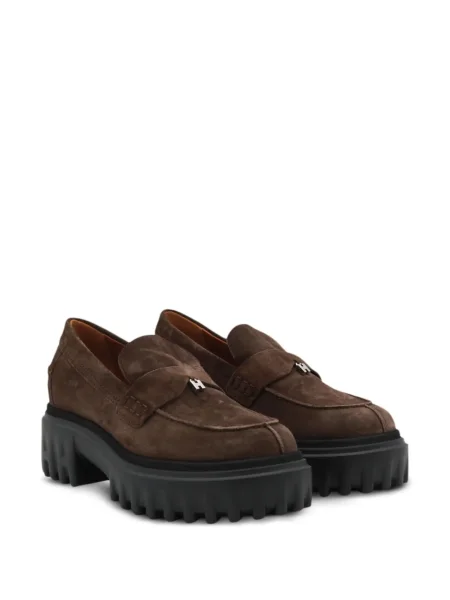 Pantofi loafer Hogan din piele de căprioară cu platformă maro
