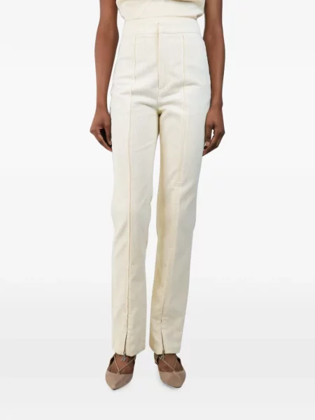 Pantaloni Rotate Birger Christensen de catifea cord alb