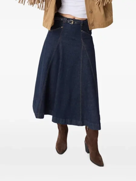 Cu centură fustă din denim Guess albastru