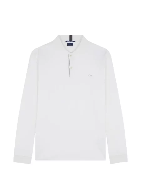 Tricou polo Paul & Shark cu autograf alb