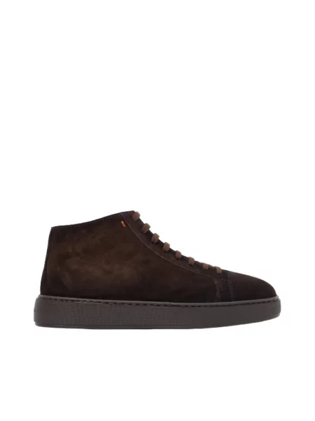 Sneakersy Santoni sznurowane skórzane brązowe