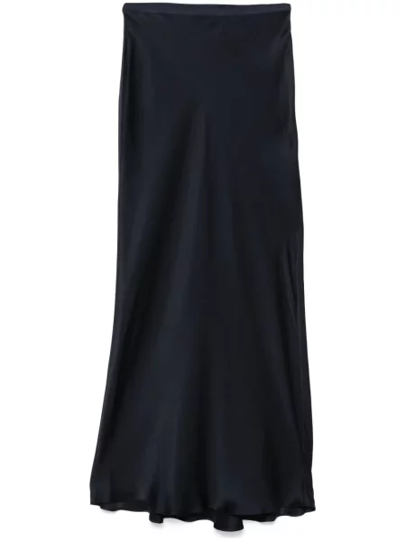 Fustă midi Anine Bing de mătase până la genunchi albastru