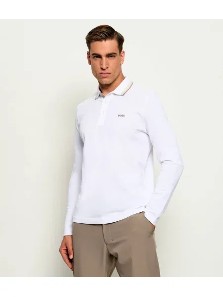 Tricou polo Boss Green alb