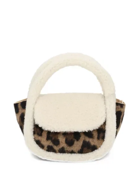 Geantă Mc2 Saint Barth cu imagine cu model leopard din piele de oaie maro