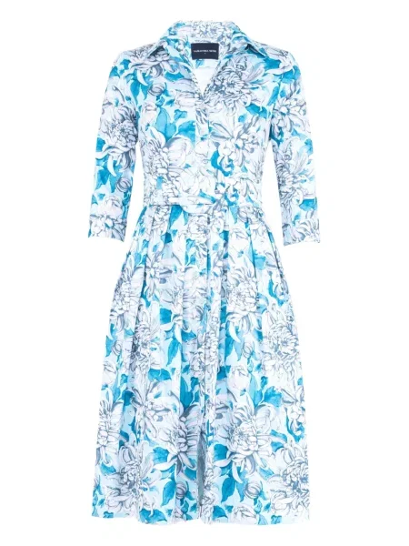 Rochie midi Samantha Sung cu model floral cu imagine până la genunchi albastru