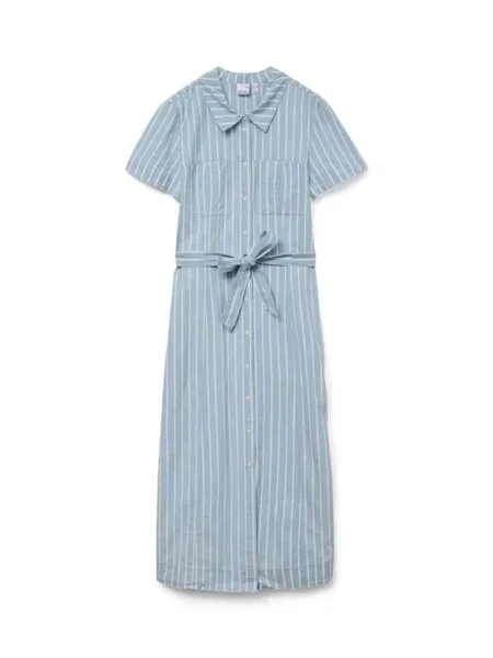 VERO MODA Košilové šaty VMVIO modrá džínovina bílá