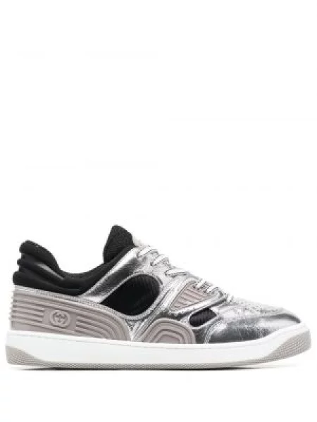 Δερμάτινα sneakers Gucci Basket γκρι