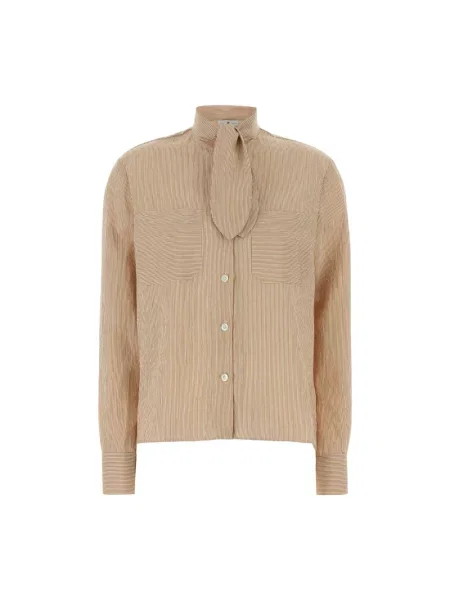 Haftowana koszula Pt Torino z dżerseju beżowa