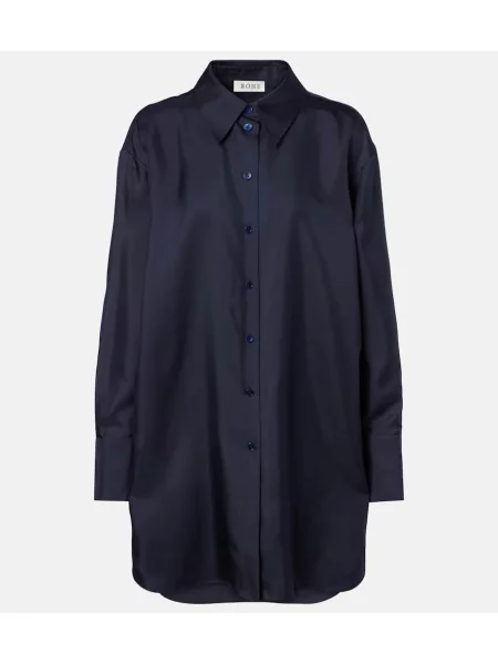 Cămașă Róhe de mătase albastru