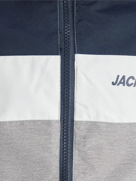 Jack & Jones Junior Geacă de primăvară-toamnă Rush bleumarin / gri bazalt alb