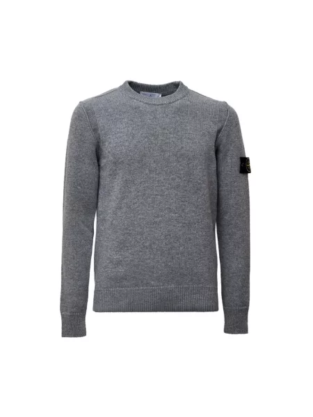 Sweter Stone Island wełniany z kamieniami szary