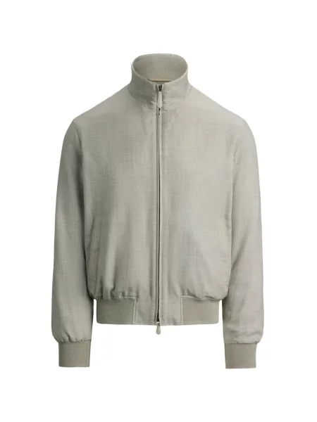 Geacă bomber Ralph Lauren Purple Label din țesătură twill gri