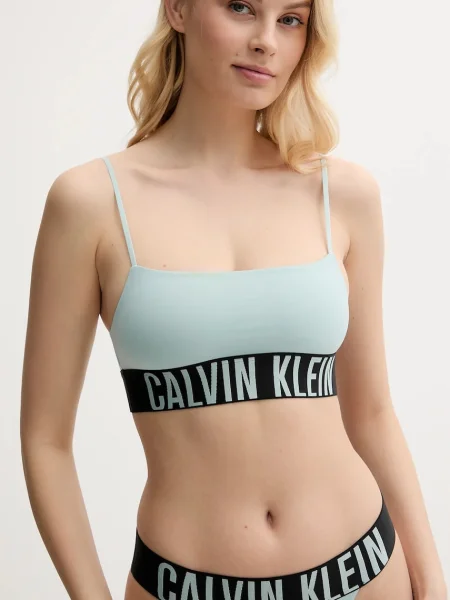 Сутиен Calvin Klein Underwear тюркоазено с изчистен дизайн синьо