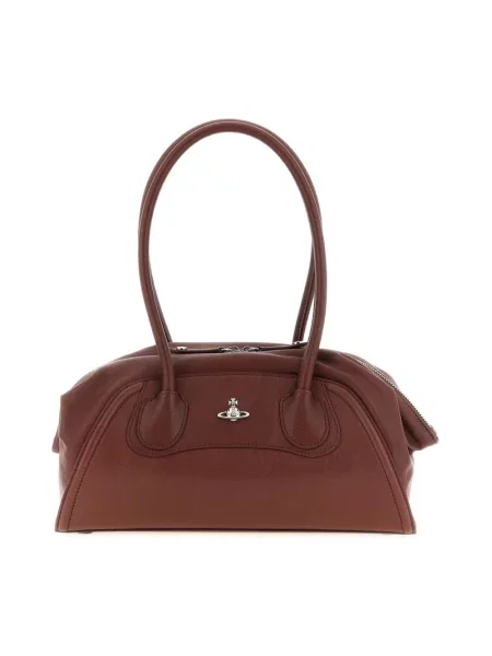 Torebka Vivienne Westwood skórzana z logo brązowa