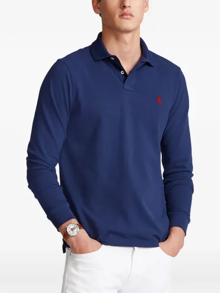 Tricou polo Polo Ralph Lauren cu glugă cu blană cu broderie roșu