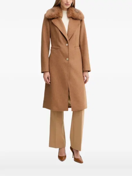 Kołnierzykowy futro Guess z futerkiem brązowe