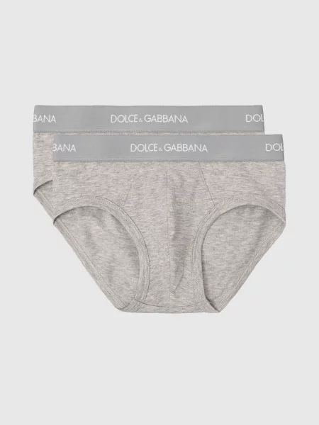 Дитячий набір сірих меланжевих трусиків-сліпів з логотипом Dolce&gabbana сірий