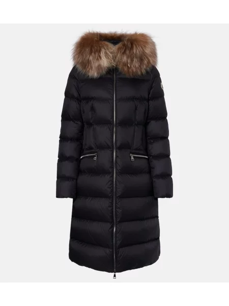 Haină din piele de oaie Moncler din piele de oaie negru