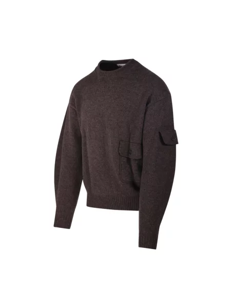 Krótki sweter Coor wełniany brązowy