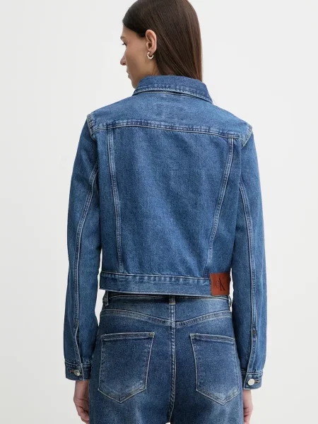 Džínová bunda Calvin Klein Jeans přechodná modrá
