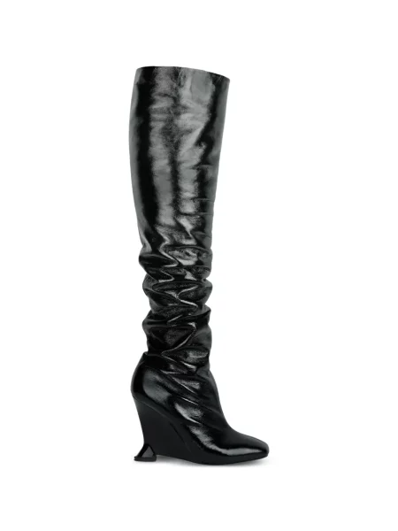 Cizme Balmain din piele cu pană negru