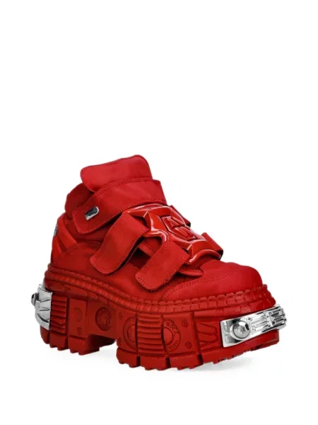 Botine New Rock cu platformă cu bretele roșu
