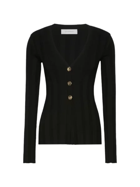 Cardigan Sportmax tricotate cu decolteu în V negru