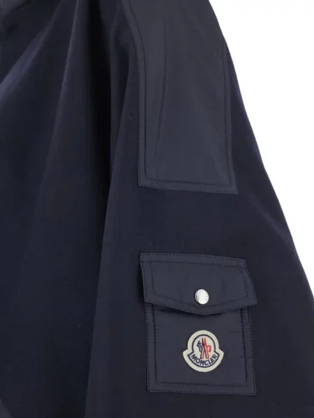 Geacă Moncler cu glugă albastru