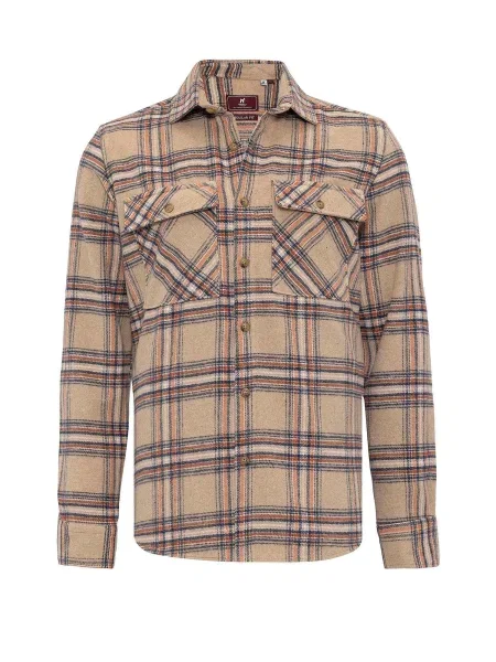 Williot Košile hnědá / světle hnědá / oranžová černá