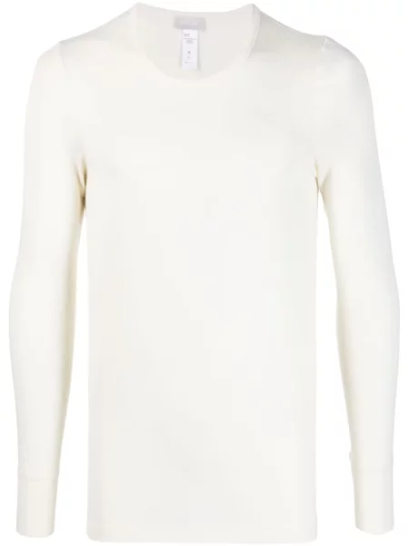 Lung tricou Hanro de lână alb