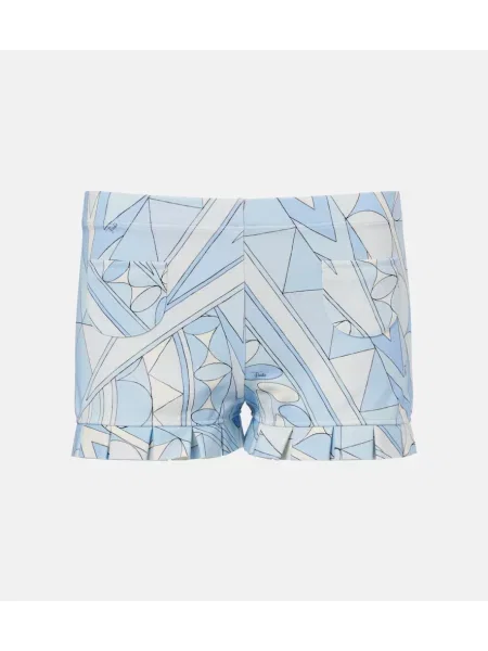 Szorty Pucci z falbankami z dżerseju niebieskie
