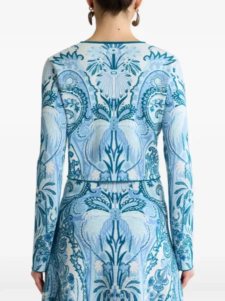Decupat cardigan Etro din jacard albastru