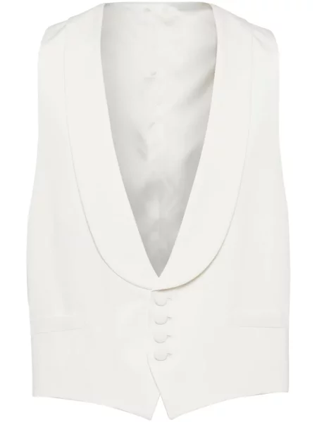 Vestă Brunello Cucinelli de mătase alb