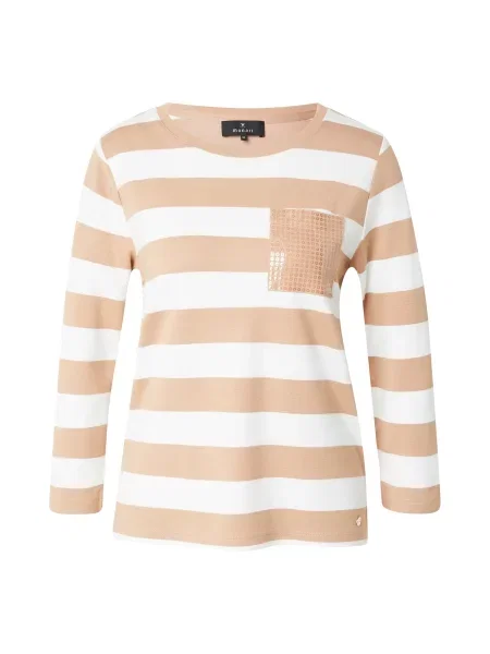 Monari Tričko světle hnědá bílá