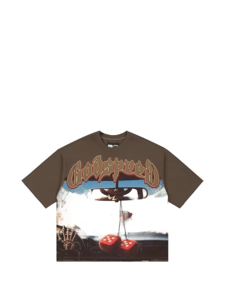 Tricou Godspeed cu imagine alergare maro