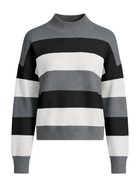 Imily Bela Pulover gri închis / negru alb