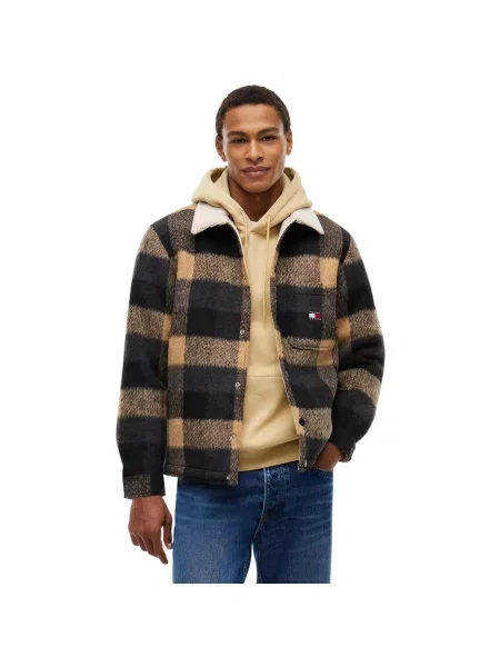 Tommy Jeans košeľová bunda pánska čierna