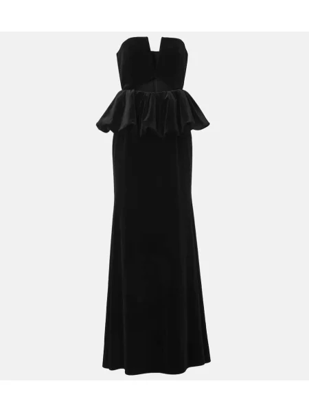 Cu peplum rochie Self-portrait de catifea negru
