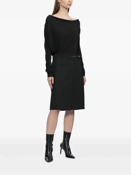 Lung top Helmut Lang cu volane negru
