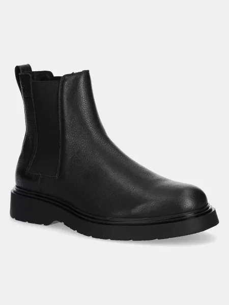 Calvin Klein ghete chelsea de piele COMBAT ESS CHELSEA BOOT LTH negru