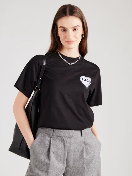HUGO Tricou Vintage Boxy Fit negru