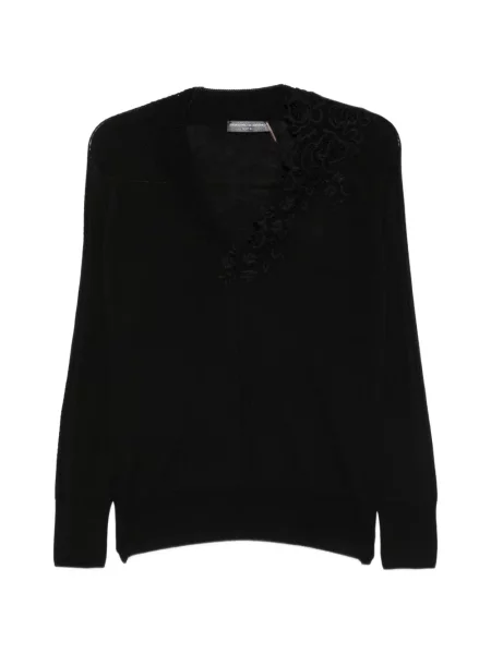 Pulover Ermanno Scervino cu decolteu în V din dantelă negru