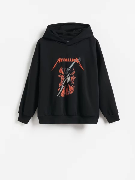 Reserved Bluza z motywem Metallica czarny