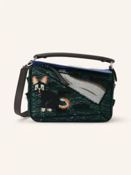 Loewe Kabelka Puzzle tmavě zelená / tmavě modrá černá